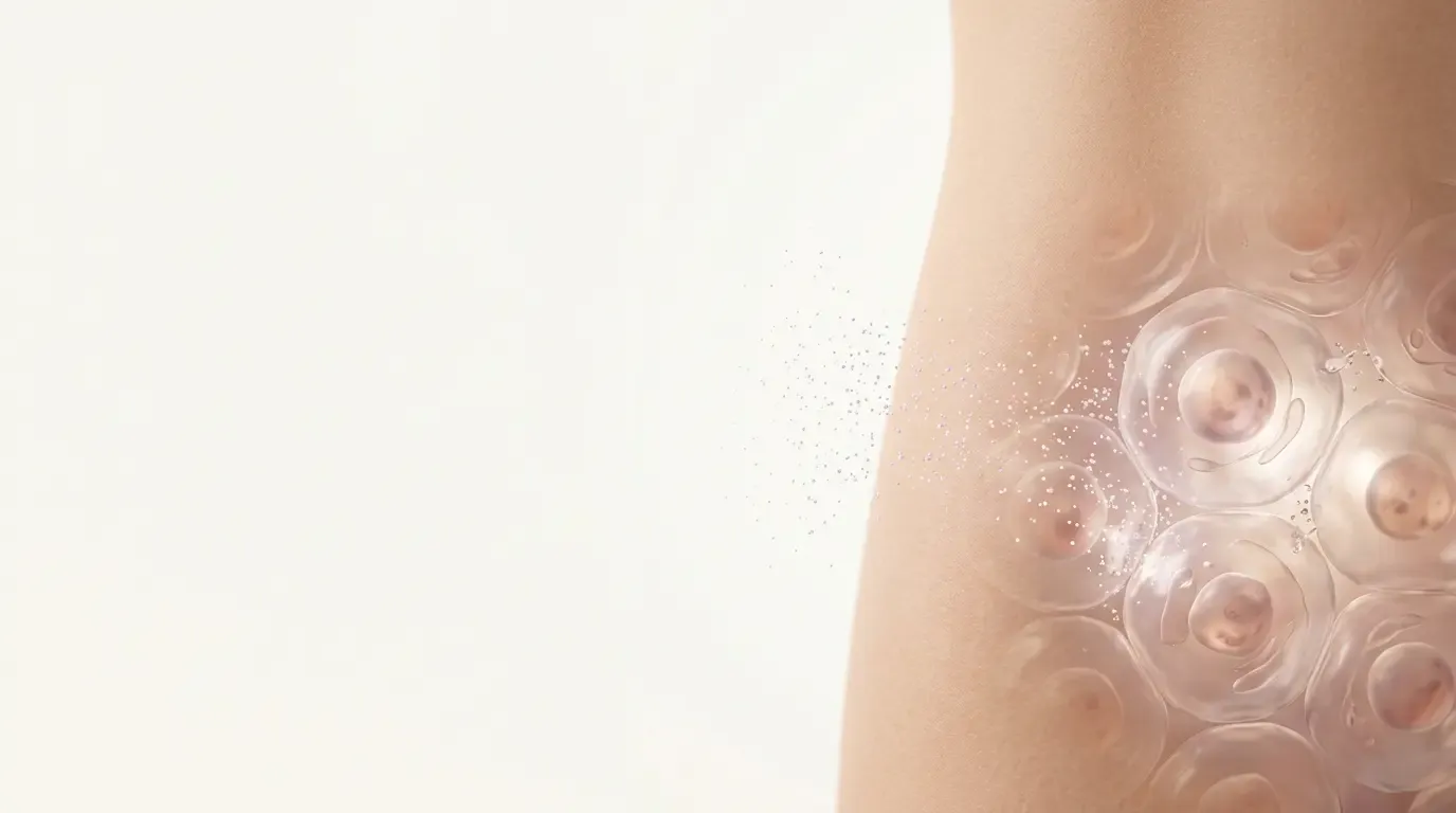 Illustration von Hautzellen auf der Körperoberfläche zur Darstellung der Zellregeneration.
